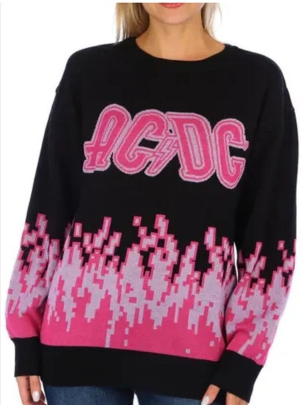 AC/DC Crewneck Sweater Womens Sz L